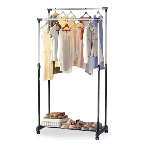 Arara Para Roupas Regulável Resistente Dupla De Roupa Inox Cor Preto Foto 1