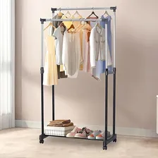 Arara Para Roupas Regulável Resistente Dupla De Roupa Inox Cor Preto Foto mini  3