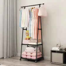 Arara Roupa Armário Aberto Organizador Prateleira Cabideiro Cor Preto Foto mini  2