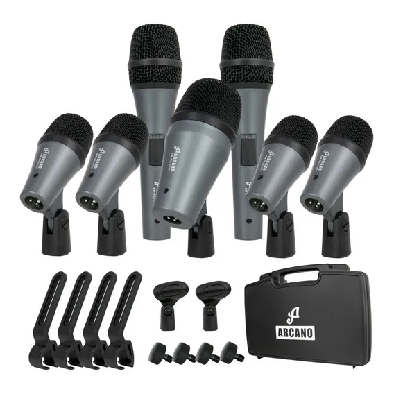 Arcano Kit De Microfones Para Bateria Am-silver7 Com Maleta Cor Cinza Foto 1