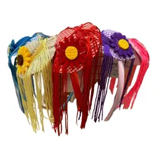 Arco Para Cabelo Com Chapéu E Franja Para Festa Junina Cor Amarelo Foto mini  3