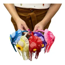 Arco Para Cabelo Com Chapéu E Franja Para Festa Junina Cor Amarelo Foto mini  2