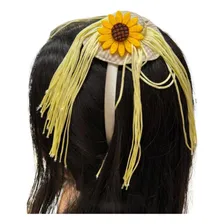 Arco Para Cabelo Com Chapéu E Franja Para Festa Junina Cor Amarelo Foto  mini 1