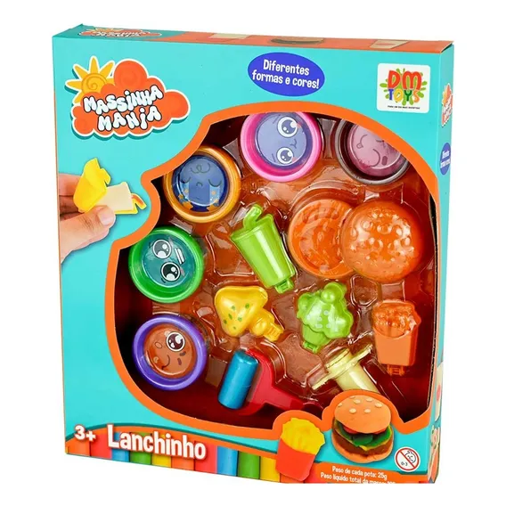 Areia Massinha Dm Toys Massa Modelar Lanchinho Colorido Peso Líquido 500g - Kit Com 2 Unidades Foto 1