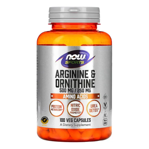 Arginina 500mg & Ornitina 250mg 100 Capsulas Now Foods Sabor N/A Foto 1