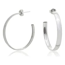 Argola Brinco Grande Prata 925 Com Tarraxa 4cm Foto mini  3