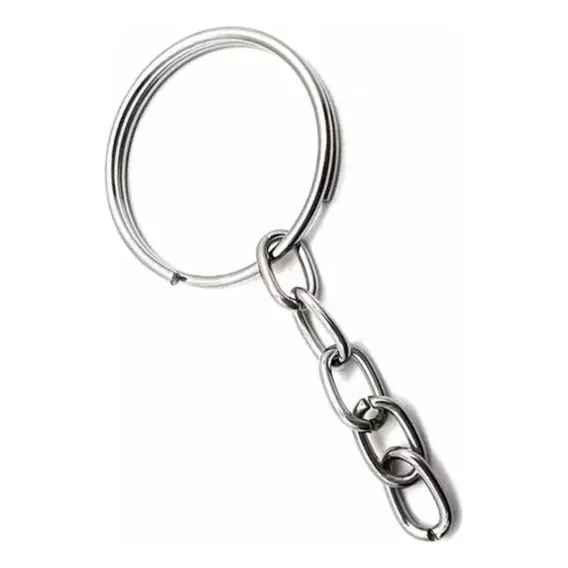 Argola Para Chaveiro 22mm C/100 Unidade Com Corrente Níquel Foto 1