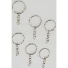 Argola Para Chaveiro 22mm C/100 Unidade Com Corrente NÃquel Foto mini 2