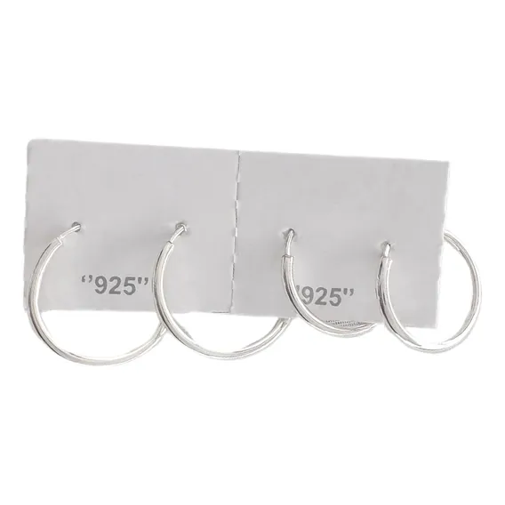 Argola Prata 925 Legítima Kit 2 Pares Brinco Imediato Foto 1