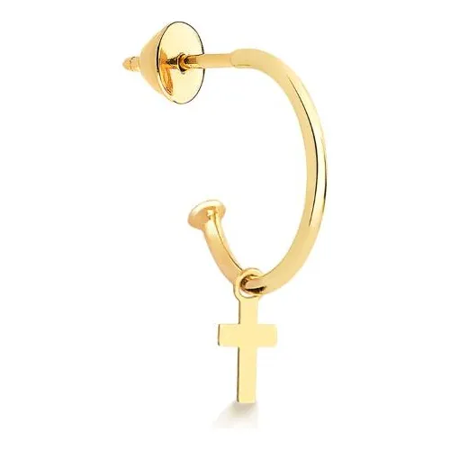 Argola Única Cruz Em Ouro Amarelo Foto 1