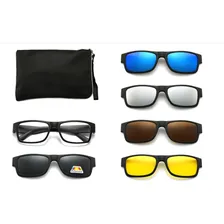 Armação De Óculos Masculina Grau Sol Polarizado Clip On 6x1 Cor Preto Foto mini  2