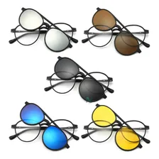 Armação De Óculos Masculino Feminino Grau Sol Clip On 6 Em 1 Cor Preto Foto mini 4