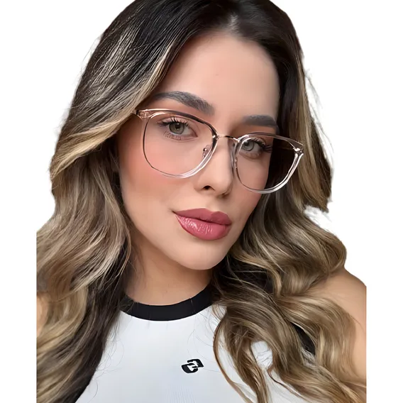 Armação Óculos De Grau Feminino Transparente Feminino Cor Transparente/dourado Foto 1