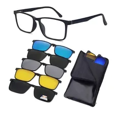 Armação Óculos 6 Em 1 Grau Sol Clip On Masculino Magnético Foto mini 1