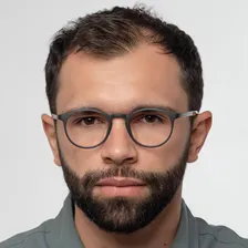 Armação Óculos De Grau Masculino Redondo 2105 Cor Cinza Foto mini 2