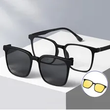 Armação Óculos Grau 3 Em 1 Masculino Feminino Com Clip On Cor Preto Foto mini 2