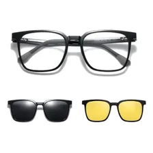 Armação Óculos Grau 3 Em 1 Masculino Feminino Com Clip On Cor Preto Foto mini 1