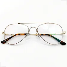 Armação Óculos Grau Aviador 100% Titanium Masculino Feminino Cor Dourado Tamanho Óculos Aviador Unissex Foto mini 2