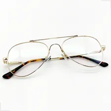 Armação Óculos Grau Aviador 100% Titanium Masculino Feminino Cor Dourado Tamanho Óculos Aviador Unissex Foto mini 1
