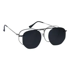 Armação Óculos Grau Clipon Hexagonal Feminin Masculino Metal Cor Prateado Foto mini 1