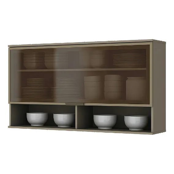 Armário Aéreo 120cm 1 Porta Connect Duna/cristal - Henn Cor Marrom Foto 1