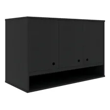 Armário Aéreo 3 Portas Suspenso Cozinha Parede Area Serviço Cor Preto Foto mini  2