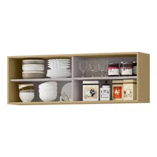 Armário Aéreo Cozinha 120 Cm Glória 2 Portas Com Vidro Cor Marrom Foto mini 2