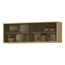 Armário Aéreo Cozinha 120 Cm Glória 2 Portas Com Vidro Cor Marrom Foto mini 1