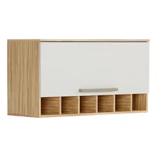 Armário Aéreo Cozinha1 Prt Mini Adega Mdf Amendoa/offwhite Cor Napoli Prime Foto mini 1