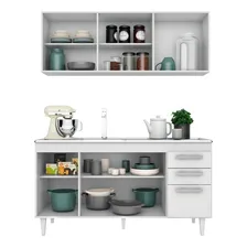 Armário Aéreo E Balcão Gabinete C/ Pia Inox Lisboa 150cm Bco Cor Branco Foto mini 3