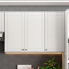 Armário Aéreo Milla 3 Portas Branco Mdf 120cm Carraro Foto mini 2