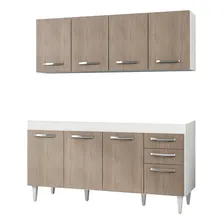 Armário Aéreo Panamá E Balcão Gabinete De Pia Áustria 160cm Cor Branco/Castanho Foto  mini 1