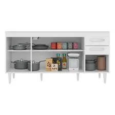 Armário Aéreo Panamá E Balcão Gabinete De Pia Áustria 160cm Cor Branco/Castanho Foto mini 4