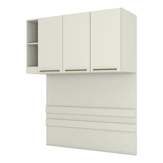 Armário Aéreo Para Quarto Seletto 3 Portas 2 Nichos Areia Cor Cinza Foto 1