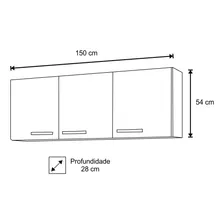 Armário Aéreo Parma 150cm 3 Portas Branco - Lumil Móveis Foto mini  3