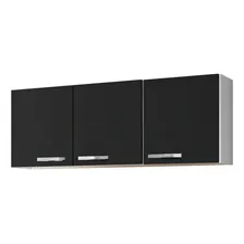 Armário Aéreo Parma 150cm 3 Portas Branco/preto - Lumil Móve Cor Preto Foto mini 1
