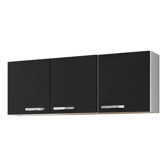 Armário Aéreo Parma 150cm 3 Portas Branco/preto - Lumil Móve Cor Preto Foto 1