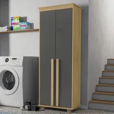 Armário Alto 173cm Com Chave Lavanderia Apartamento 2 Portas 5 Prateleiras Organizador Produtos De Limpeza Sapatos Multiuso Acabamento Premium Móveis Bonatto Foto mini 2