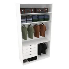 Armário Arara Prateleira Gaveteiro Milena M9 100% Mdf Closet Cor Branco Foto mini 1