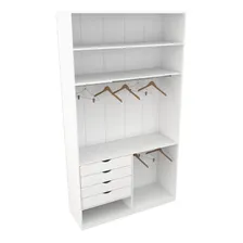 Armário Arara Prateleira Gaveteiro Milena M9 100% Mdf Closet Cor Branco Foto mini 3