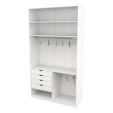 Armário Arara Prateleira Gaveteiro Milena M9 100% Mdf Closet Cor Branco Foto mini 2