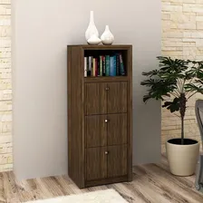 Armário Arquivo Estante De Livros Com 3 Gavetas Nogal Foto  mini 1