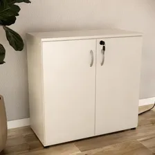 Armário Baixo Para Escritório Com 2 Portas Com Chave Branco Foto mini  3