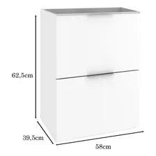 Armário Balcão 60cm Com 03 Gavetas Pietra Branco Brilho Foto mini 4