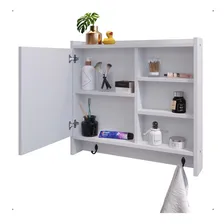 Armário Banheiro Com Espelheira 1 Porta 5 Prateleiras Genova Moldura Branco Foto mini 1
