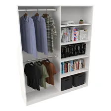 Armário Cabideiro Arara Duplo M2 100% Mdf Closet Prateleira Cor Branco Foto mini 1