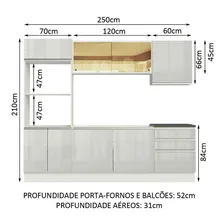 Armário Cozinha Completa Madesa Mdf Acordes Branco Brilho Foto mini  3