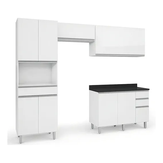 Armário Cozinha Completa Top Class 4 Peças Com Balcão Branco Foto 1