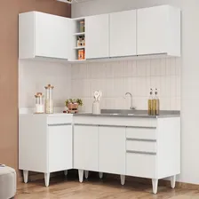 Armário Cozinha De Canto Direito 4 Peças Cp39 Com Pia Inox Cor Branco Foto mini  2
