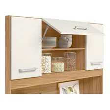 Armário Cozinha Magazin 120 7 Portas 1 Gaveta Nicioli Cor Freijó/off White Cristal Foto mini 2
